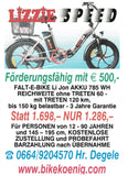 E-Faltrad LIZZIE Speed V56 20 x 3.0 SUPER  bis 120 km 1064 Wh Klima Aktiv - förderungsfähig Faltmaße: 93x72x38 cm